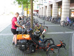 Bikes at a Swiss train station