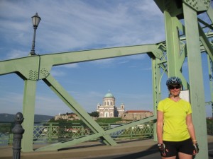 Jennifer in front of the bianchi green Basilica