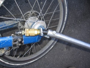 Modified Bike Friday trailer hitch