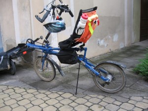 Jennifer's bicycle propped up with the Click-Stand