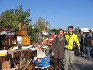 Renate and Zach at the flea market in Mauerpark