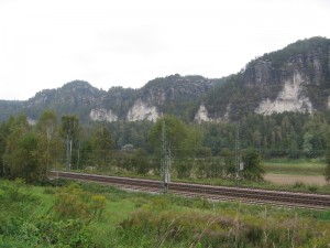 Spectacular sandstone cliffs in the German Saxon Switzerland National Park