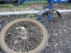 Jennifer's muddy wheel