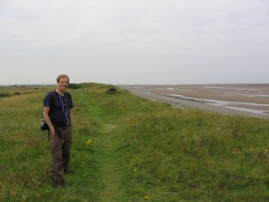 Randy on a grassy path on the Solway Firth coast