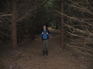 Randy in a very dark forest