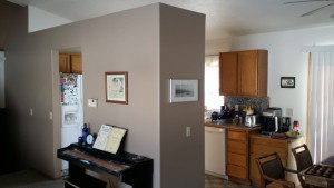 View of the kitchen, from the living room