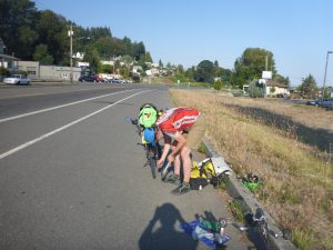 Zach fixing flat tire