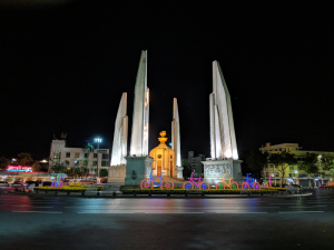 Democracy Monument with bike decorations